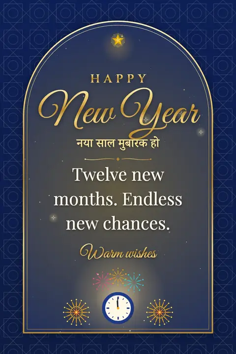 New Year wishes image: Twelve new months. Endless new chances.
