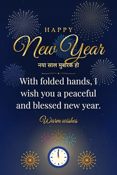 New Year wishes image: With folded hands, I wish you a peaceful and blessed new year.