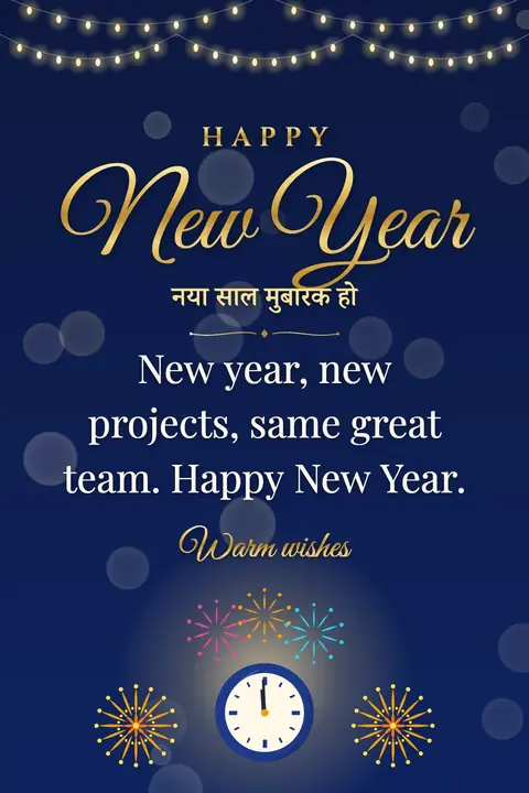 New Year wishes image: New year, new projects, same great team. Happy New Year.