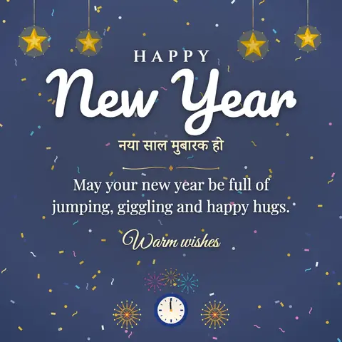 New Year wishes image: May your new year be full of jumping, giggling and happy hugs.