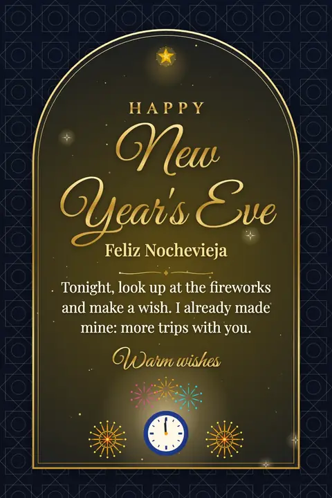 New Year's Eve wishes image: Tonight, look up at the fireworks and make a wish. I already made mine: more trips with you.