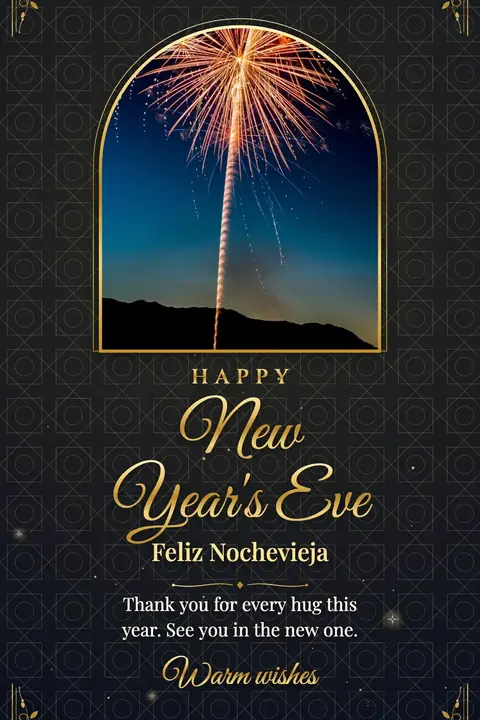 New Year's Eve wishes image: Thank you for every hug this year. See you in the new one.