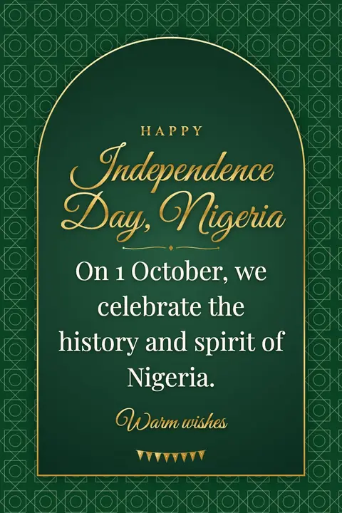 Nigeria Independence Day wishes image: On 1 October, we celebrate the history and spirit of Nigeria.
