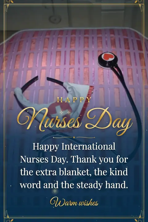 International Nurses Day wishes image: Happy International Nurses Day. Thank you for the extra blanket, the kind word and the steady hand.