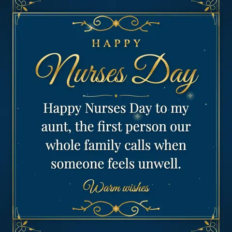 International Nurses Day wishes image: Happy Nurses Day to my aunt, the first person our whole family calls when someone feels unwell.