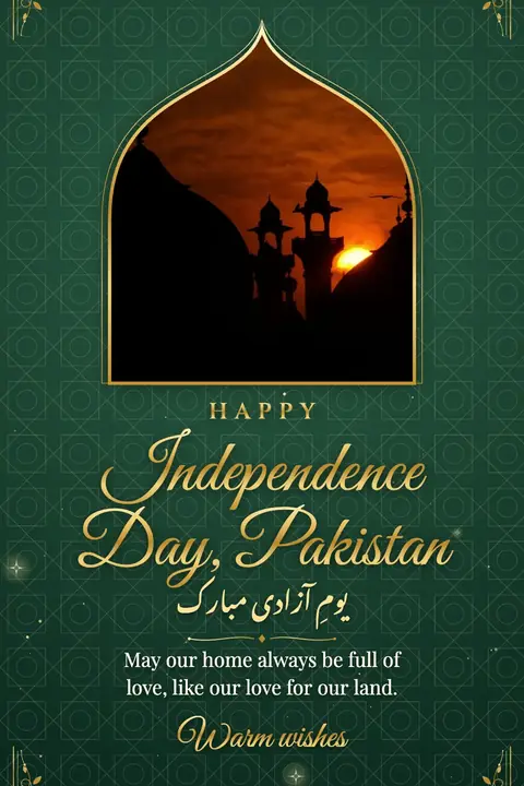 Pakistan Independence Day wishes image: May our home always be full of love, like our love for our land.
