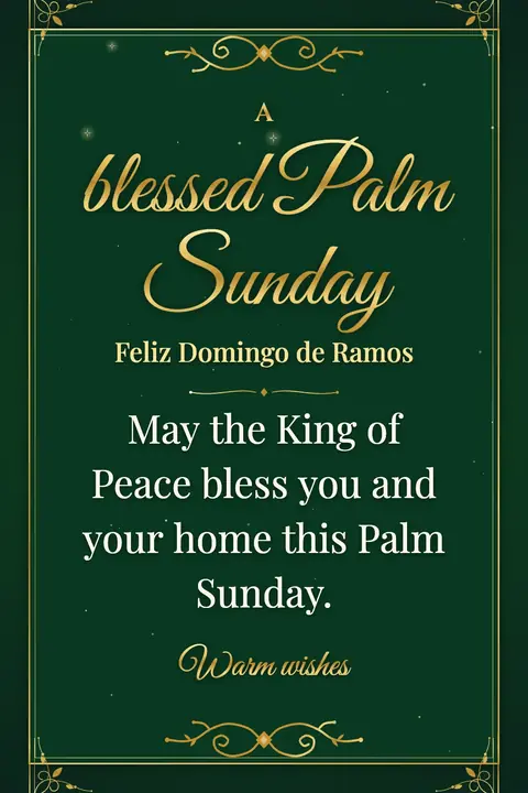Palm Sunday wishes image: May the King of Peace bless you and your home this Palm Sunday.