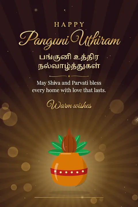 Panguni Uthiram wishes image: May Shiva and Parvati bless every home with love that lasts.