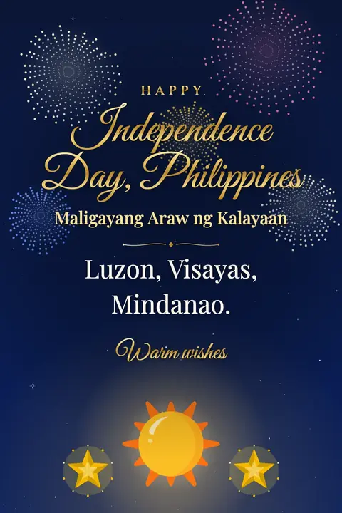 Philippine Independence Day wishes image: Luzon, Visayas, Mindanao.