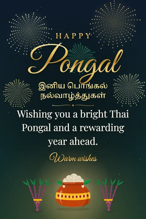 Pongal wishes image: Wishing you a bright Thai Pongal and a rewarding year ahead.