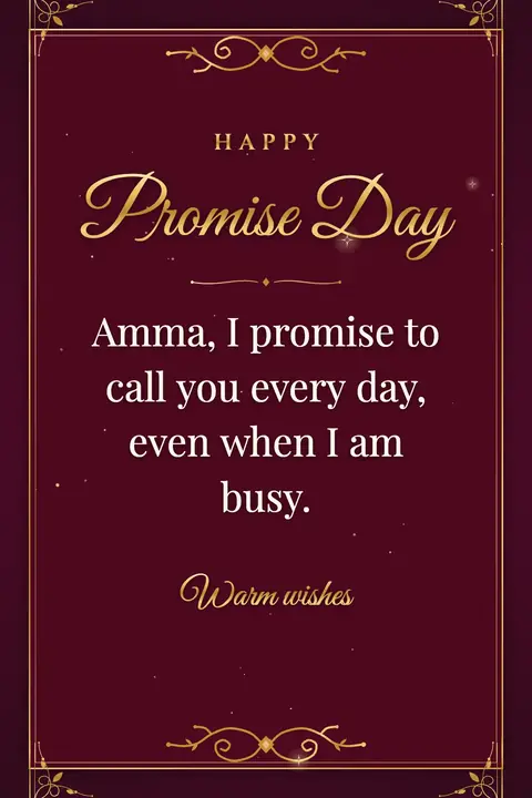 Promise Day wishes image: Amma, I promise to call you every day, even when I am busy.