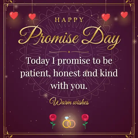 Promise Day wishes image: Today I promise to be patient, honest and kind with you.
