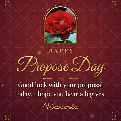 Propose Day wishes image: Good luck with your proposal today. I hope you hear a big yes.