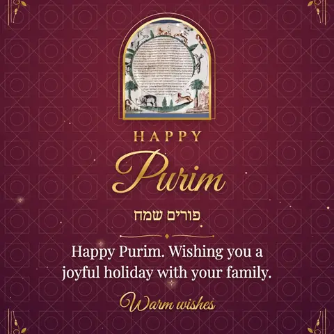Purim wishes image: Happy Purim. Wishing you a joyful holiday with your family.