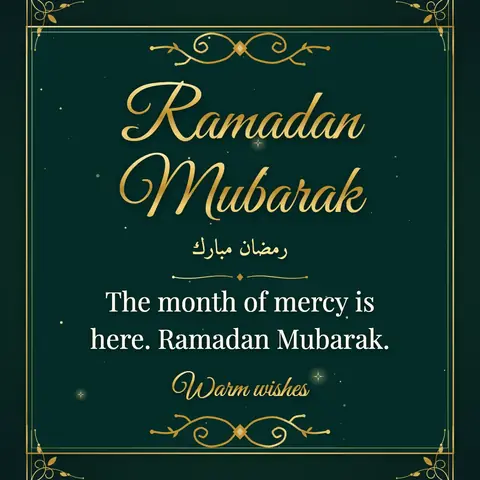 Ramadan wishes image: The month of mercy is here. Ramadan Mubarak.