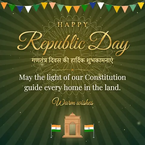 Republic Day (India) wishes image: May the light of our Constitution guide every home in the land.