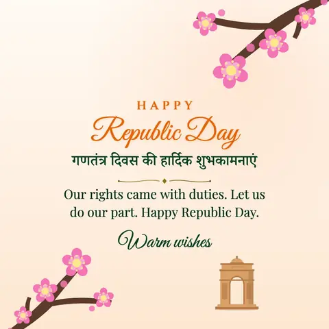 Republic Day (India) wishes image: Our rights came with duties. Let us do our part. Happy Republic Day.
