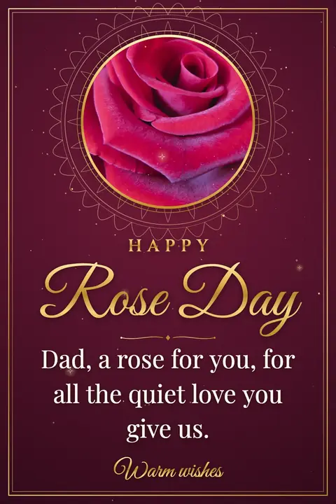 Rose Day wishes image: Dad, a rose for you, for all the quiet love you give us.