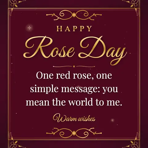 Rose Day wishes image: One red rose, one simple message: you mean the world to me.