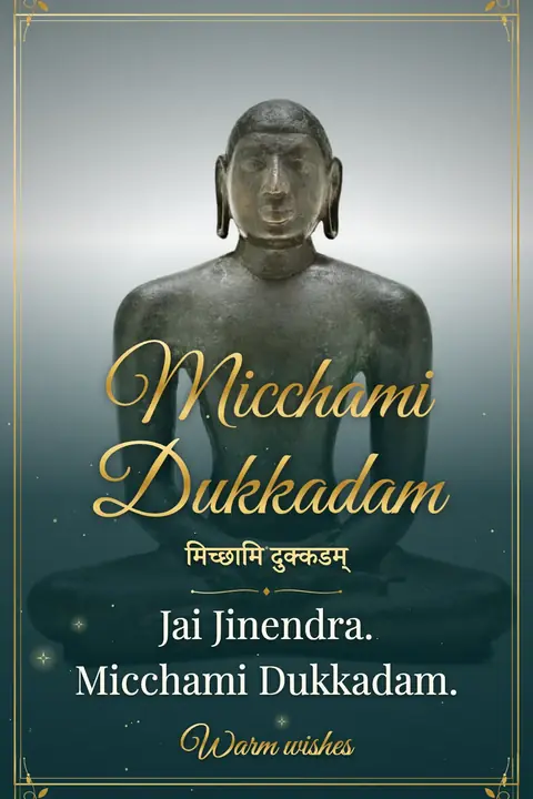 Samvatsari wishes image: Jai Jinendra. Micchami Dukkadam.