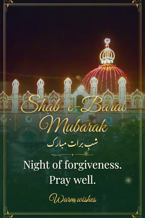 Shab-e-Barat wishes image: Night of forgiveness. Pray well.