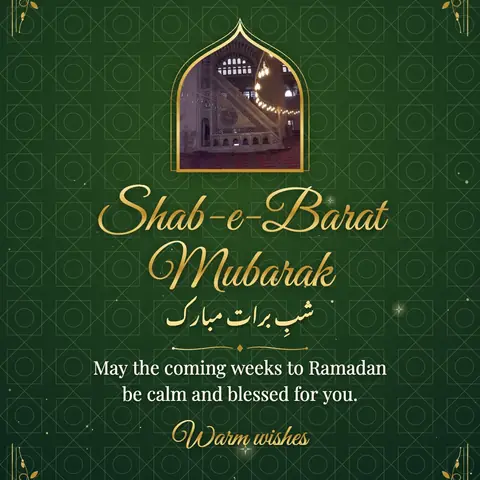 Shab-e-Barat wishes image: May the coming weeks to Ramadan be calm and blessed for you.