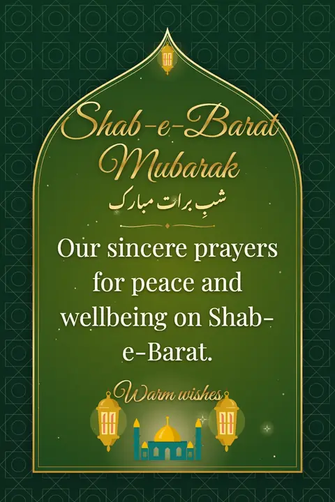 Shab-e-Barat wishes image: Our sincere prayers for peace and wellbeing on Shab-e-Barat.