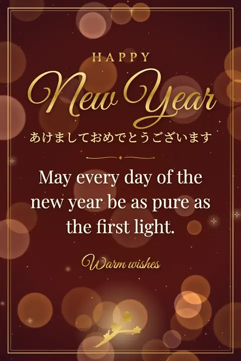 Shogatsu (Japanese New Year) wishes image: May every day of the new year be as pure as the first light.