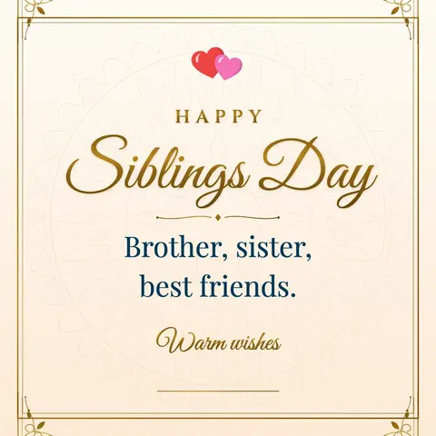 Siblings Day wishes image: Brother, sister, best friends.