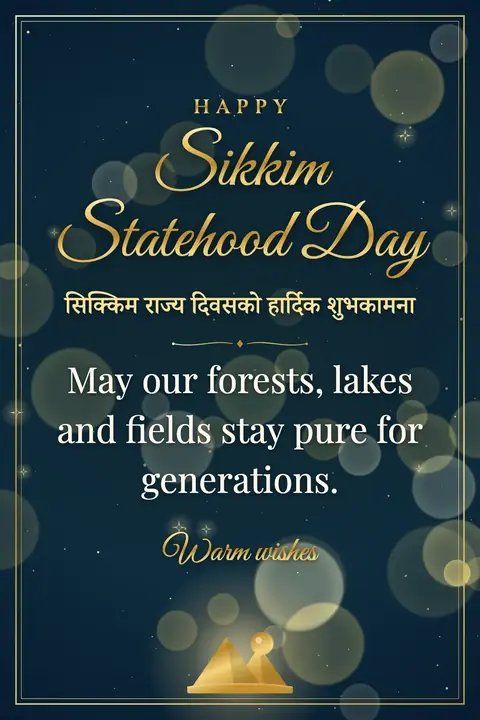 Sikkim Statehood Day wishes image: May our forests, lakes and fields stay pure for generations.
