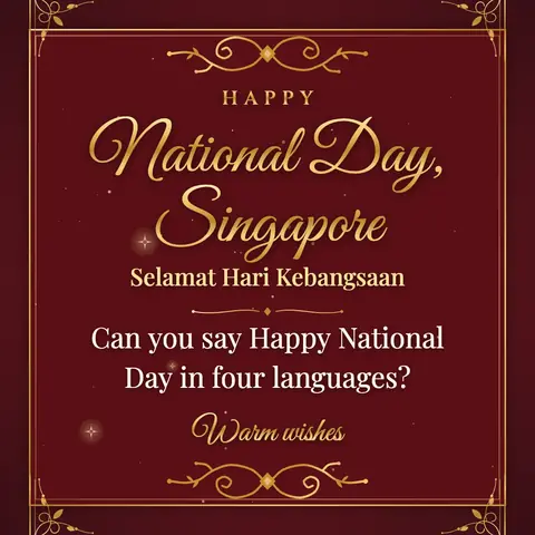 Singapore National Day wishes image: Can you say Happy National Day in four languages?