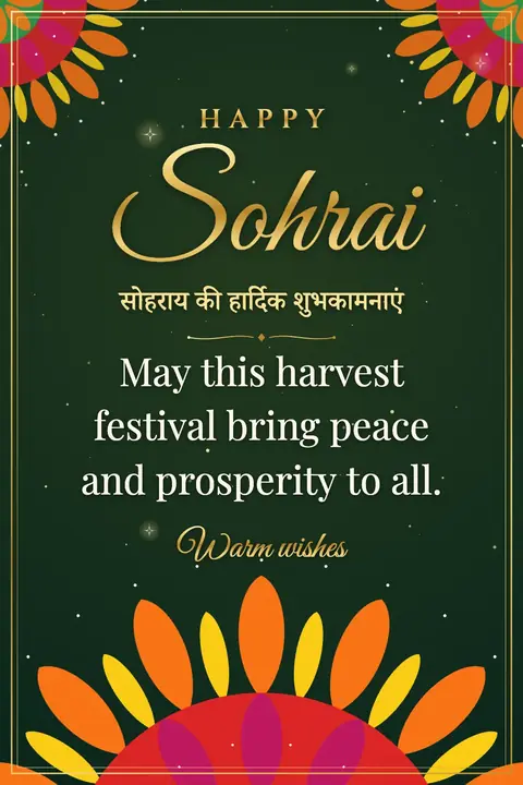 Sohrai wishes image: May this harvest festival bring peace and prosperity to all.