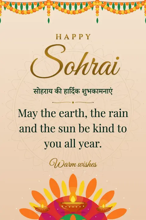 Sohrai wishes image: May the earth, the rain and the sun be kind to you all year.