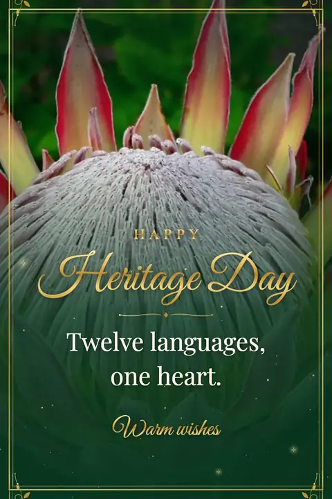 Heritage Day (South Africa) wishes image: Twelve languages, one heart.