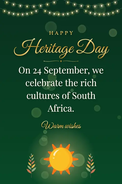 Heritage Day (South Africa) wishes image: On 24 September, we celebrate the rich cultures of South Africa.