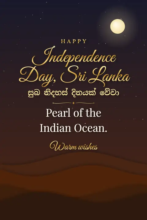 Sri Lanka Independence Day wishes image: Pearl of the Indian Ocean.