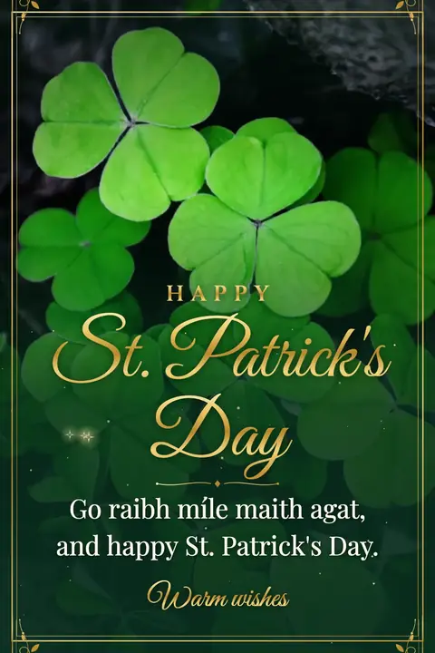 St. Patrick's Day wishes image: Go raibh míle maith agat, and happy St. Patrick's Day.
