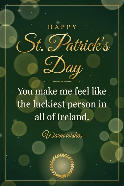 St. Patrick's Day wishes image: You make me feel like the luckiest person in all of Ireland.