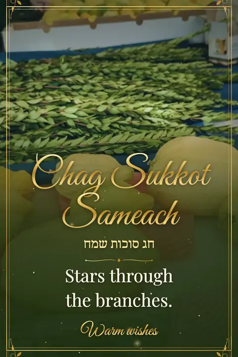 Sukkot wishes image: Stars through the branches.