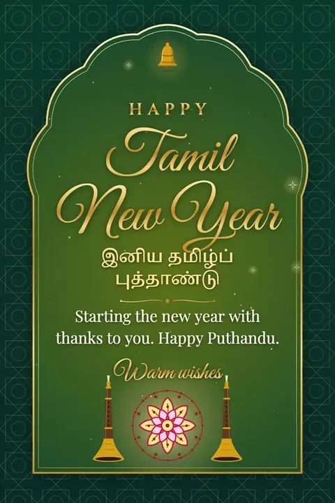 Tamil New Year wishes image: Starting the new year with thanks to you. Happy Puthandu.