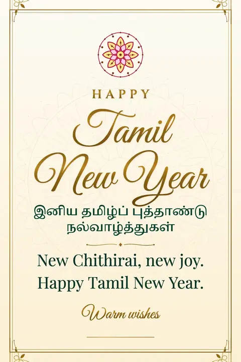 Tamil New Year wishes image: New Chithirai, new joy. Happy Tamil New Year.