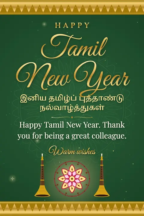 Tamil New Year wishes image: Happy Tamil New Year. Thank you for being a great colleague.