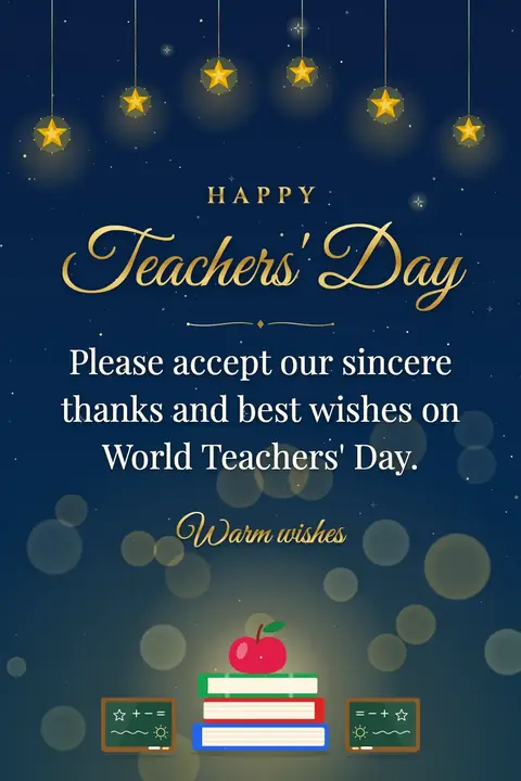 World Teachers' Day wishes image: Please accept our sincere thanks and best wishes on World Teachers' Day.