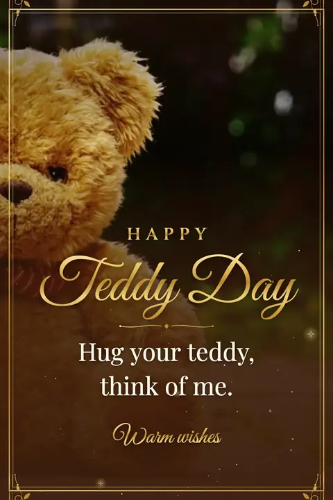 Teddy Day wishes image: Hug your teddy, think of me.