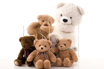 A family of teddy bears of different sizes