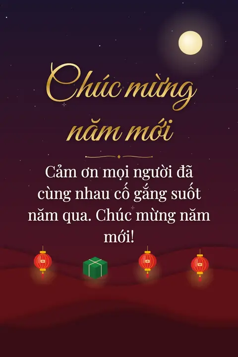 Tet wishes image: Cảm ơn mọi người đã cùng nhau cố gắng suốt năm qua. Chúc mừng năm mới!
