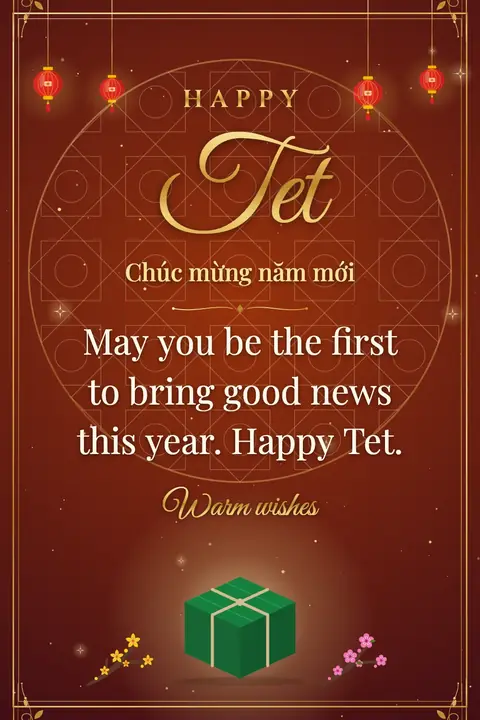 Tet wishes image: May you be the first to bring good news this year. Happy Tet.