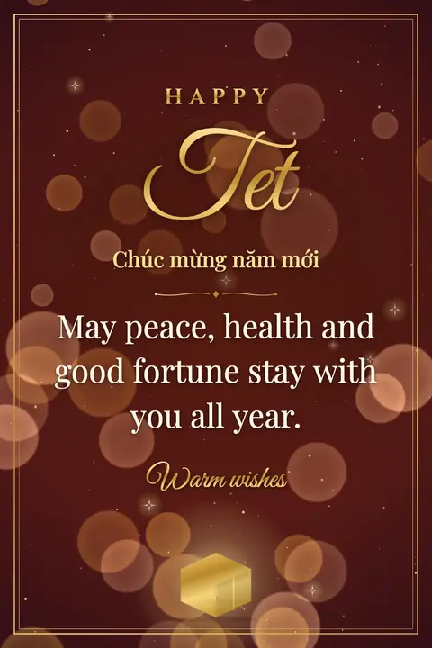 Tet wishes image: May peace, health and good fortune stay with you all year.