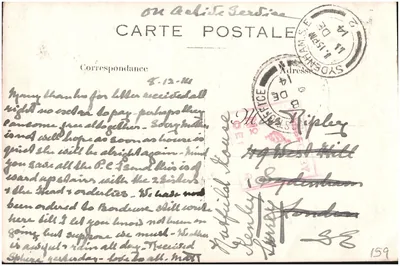 An old postcard covered in handwriting