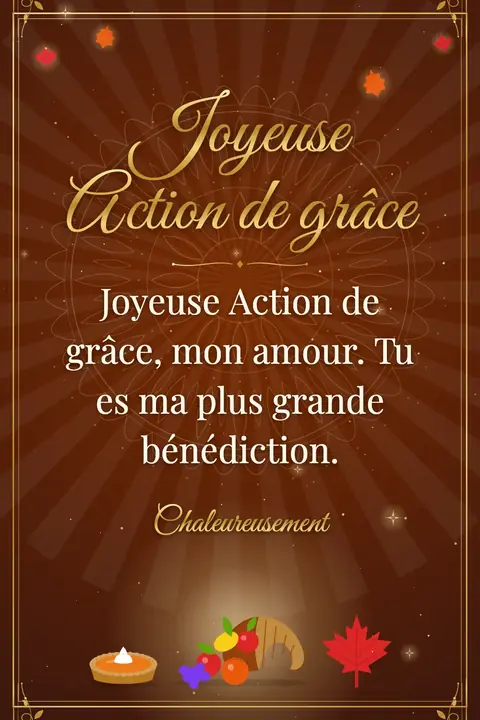 Thanksgiving (Canada) wishes image: Joyeuse Action de grâce, mon amour. Tu es ma plus grande bénédiction.